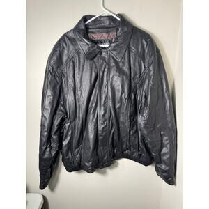 Vintage Wilsons Leather Black Motorcycle Biker Bomber Jacket Men's Size 2X